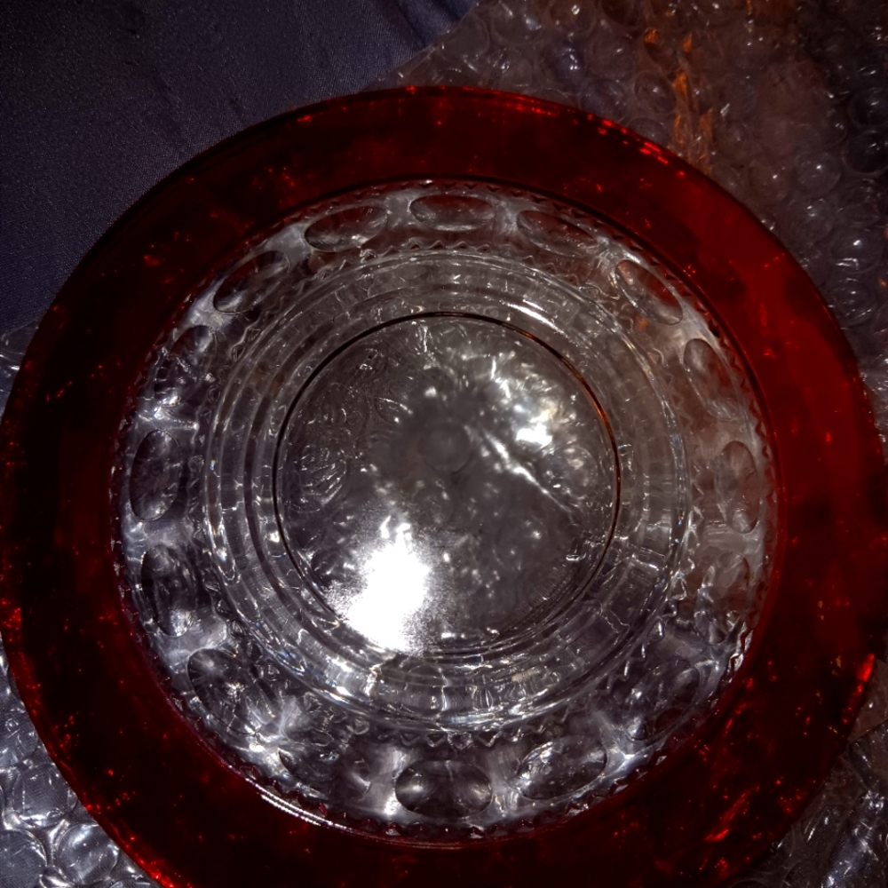 Vintage Indiana Glass Colony Ruby Red Thumbprint cranberry  kings  cups/saucers
